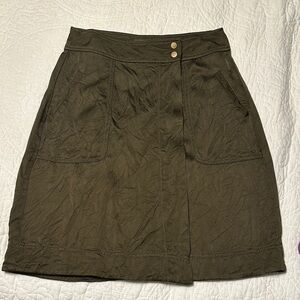 LOFT Dark‎ Olive A-Line Skirt Womens 0P